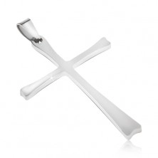 Steel pendant in silver colour, cross with thin arms