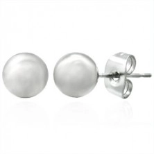 Stud earrings made of stainless steel, glossy ball