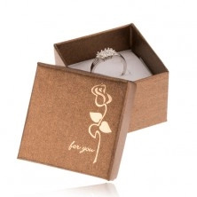Glossy brown ring gift box, golden rose, "for you"