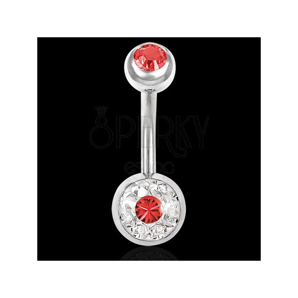 Belly ring with red Swarovski elements