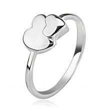Ring made of silver 925, asymmetrical and symmetrical heart