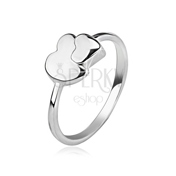 Ring made of silver 925, asymmetrical and symmetrical heart