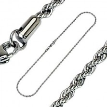 Steel chain made of links twisted into spiral, 2 mm