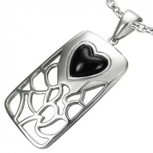 Black agate heart pendant