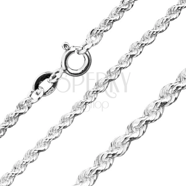 Necklace made of 925 silver, spirally joined links, width 1,8 mm, length 450 mm