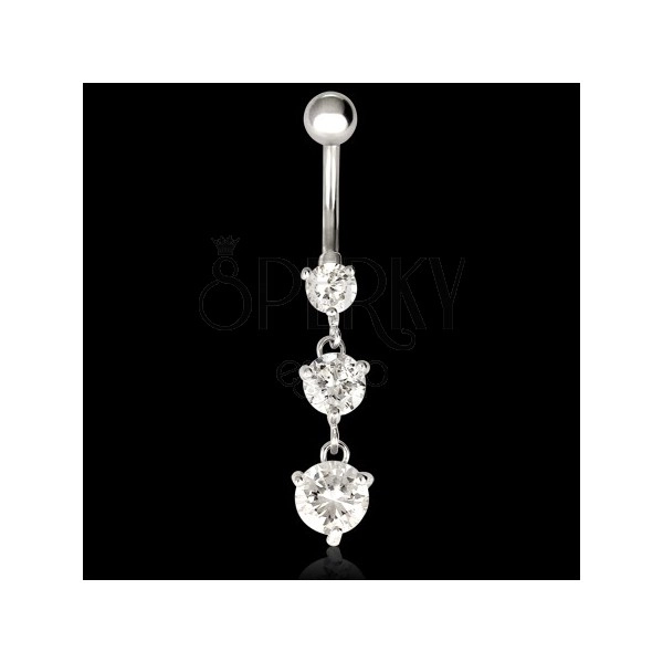 Belly piercing with dangling zircons