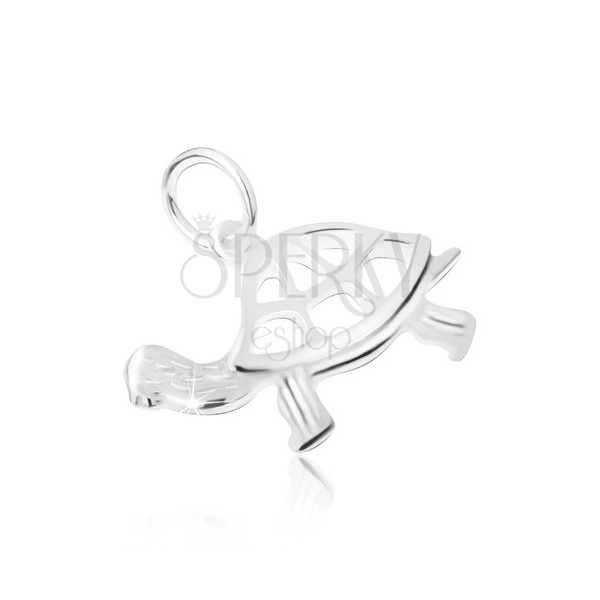Pendant made of 925 silver, carved turtle