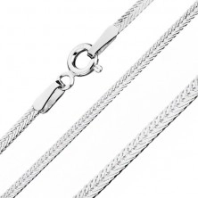 925 silver chain, flattened with diagonally laid eyelets, width 1,8 mm, length 450 mm