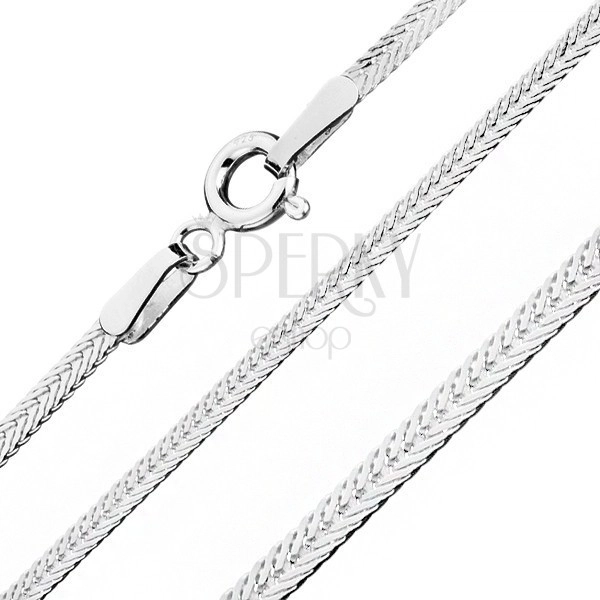 925 silver chain, flattened with diagonally laid eyelets, width 1,8 mm, length 450 mm