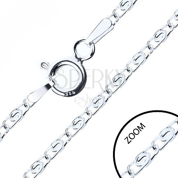 Chain made of 925 silver, overlapping links with S shape, width 2 mm, length 450 mm