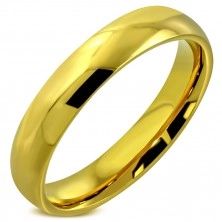 Steel ring with shiny smooth surface in golden hue, 4 mm