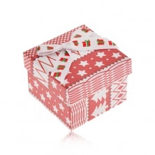Red-white gift box, Christmas motif, bowknot