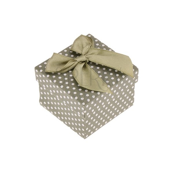Green box for jewellery, white dots, glossy green bowknot