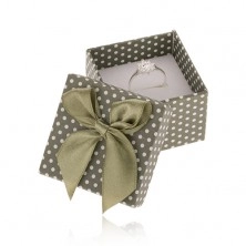 Green box for jewellery, white dots, glossy green bowknot
