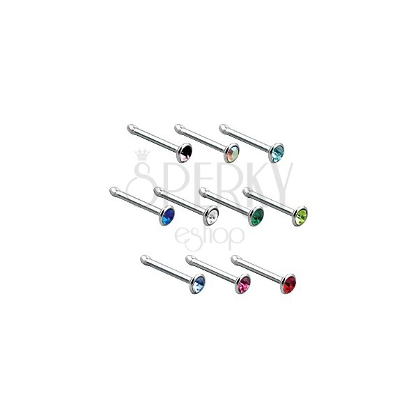 Nase piercing made of 316L, colorful zircon in a cup