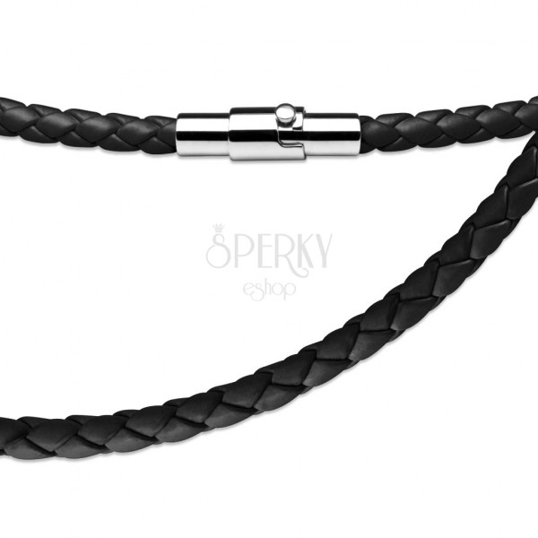 String made of braided black leatherette stripes