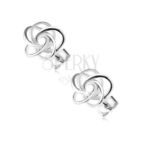 Flowers composed of twisted stripes, earrings made of silver 925