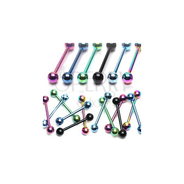Anodized tongue piercing made of titanium