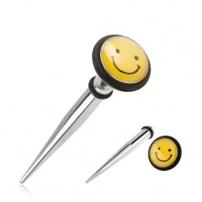 Steel fake ear expander, yellow smiley