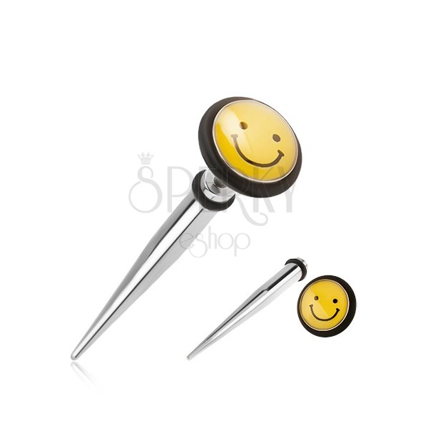 Steel fake ear expander, yellow smiley