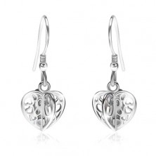 Silver earrings 925 - glossy cut-out four-pointed heart