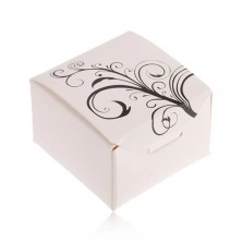 White paper ring gift box, twisted leaf ornament