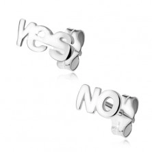 Earrings made of 925 silver, inscription YES and NO