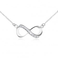 Necklace - chain and symbol of infinity, clear zircons, 925 silver