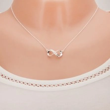 Necklace - chain and symbol of infinity, clear zircons, 925 silver