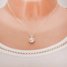 Necklace with clear zircon - sun, made of 925 silver
