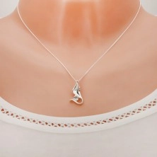 925 silver necklace, chain, shiny wing with clear zircon