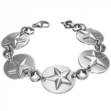 Stainless steel bracelet - stars on circles