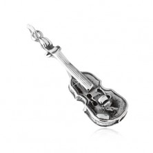 Violin, pendant made of 925 silver, slightly patinated
