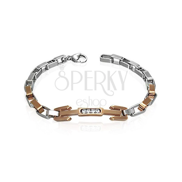 Surgical steel bracelet - trident with zircons