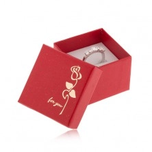 Glittering red gift box for ring, flower in golden colour, "for you"