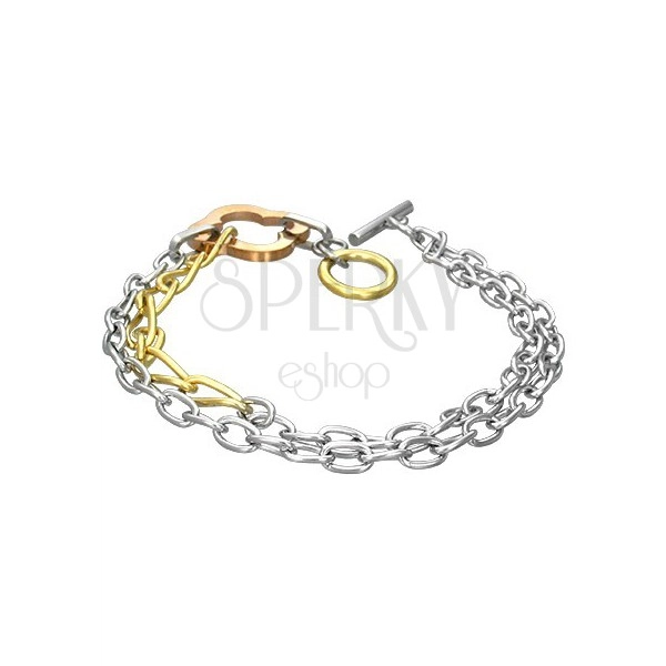 Double chain bracelet - four-leaf clover