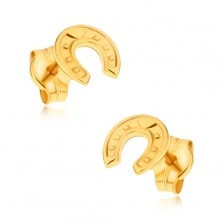 Earrings made of 9K gold - glistening decoratively engraved horseshoe