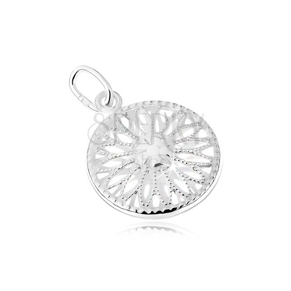 925 silver pendant, carved flower