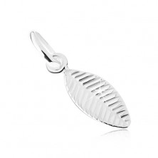 925 silver pendant, leaf with engraved surface, shiny