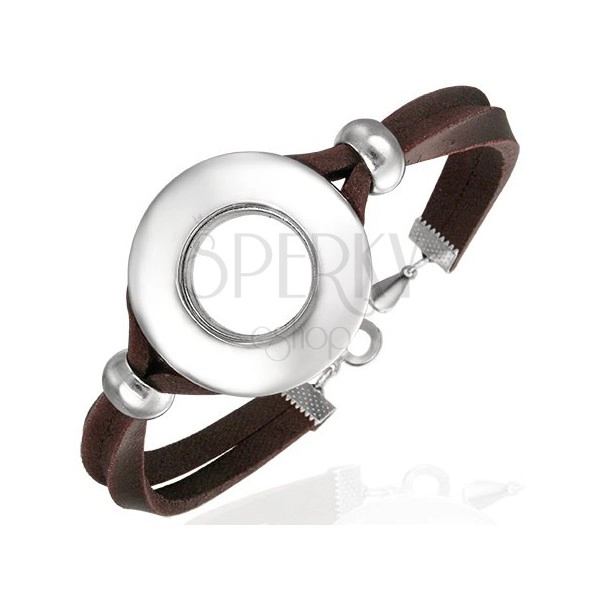 Leather bracelet with circular decoration