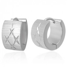 Earrings made of 316L steel with matt surface, silver colour, intersecting notches