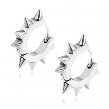 Earrings made of surgical steel decorated with prickles, silver colour