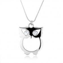 925 silver necklace, chain and wise owl with zircon eyes