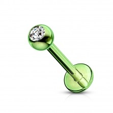 Chin piercing made of steel, various colours, clear zircon, titanium finishing