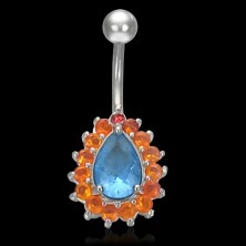 Drop belly ring with balls