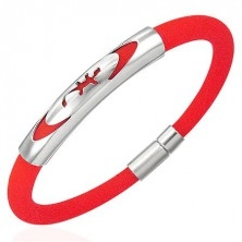 Rubber bracelet - round, red, lizard in ellipse 
