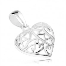 Pendant - symmetrical heart with filigree decoration, 925 silver