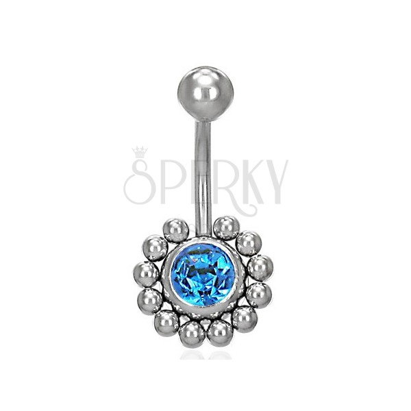 Flower belly ring with zircons