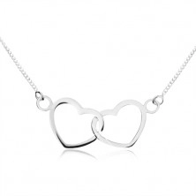 925 silver necklace - fine chain, connected hearts contours