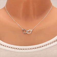 925 silver necklace - fine chain, connected hearts contours